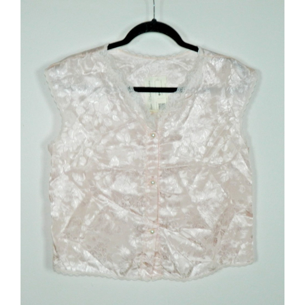 Pajama Top Lingerie Top Size Medium Pink Lace Pearl